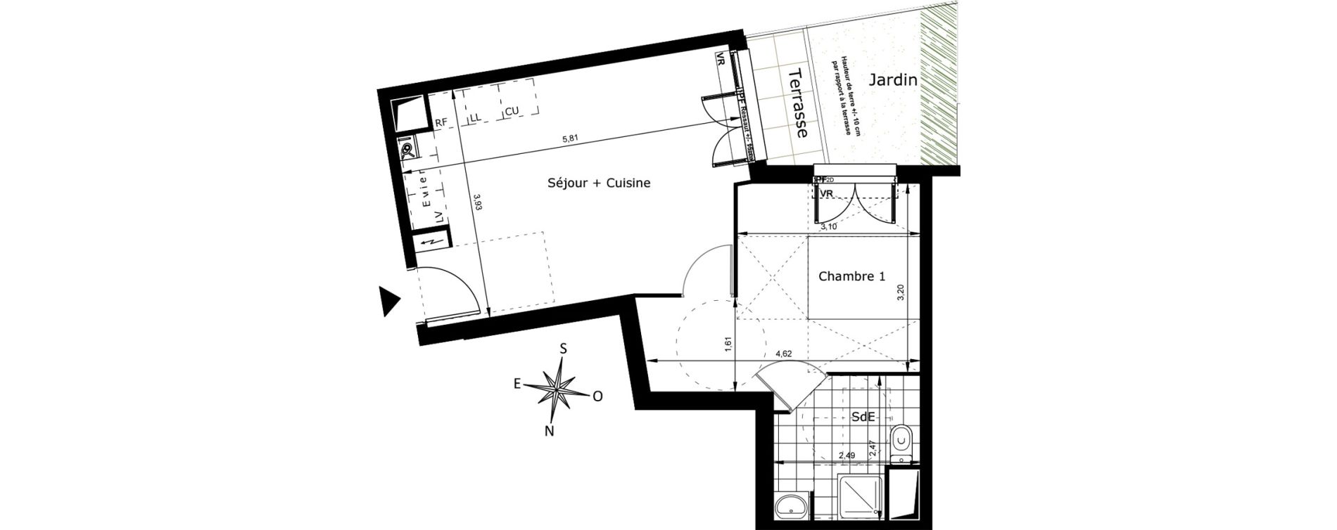 Appartement T2 de 39,95 m2 au Blanc-Mesnil Centre