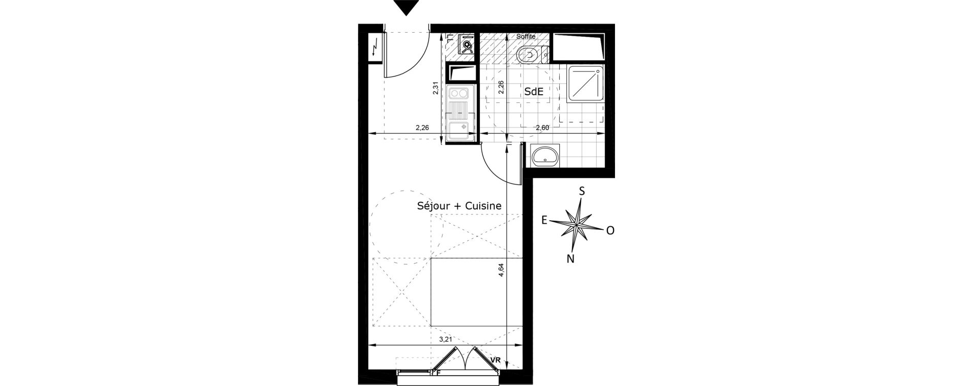Appartement T1 de 25,54 m2 au Blanc-Mesnil Centre