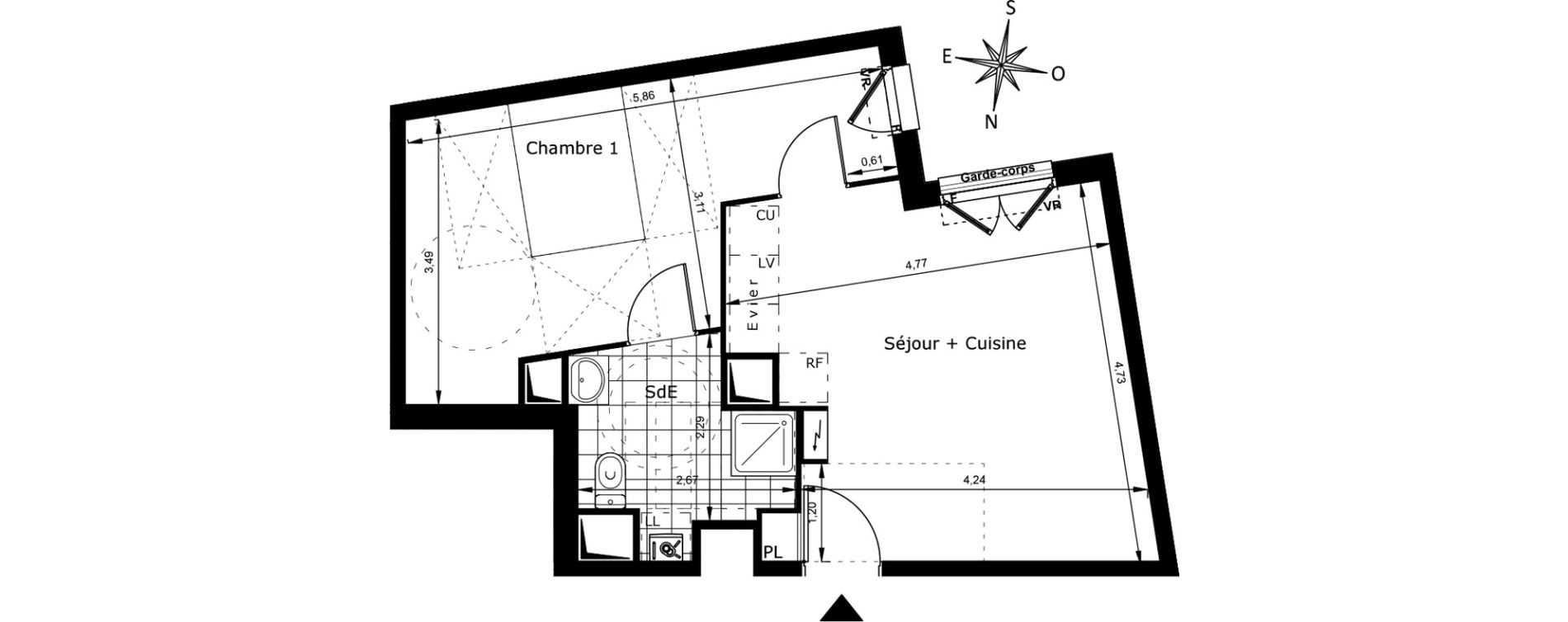 Appartement T2 de 41,63 m2 au Blanc-Mesnil Centre
