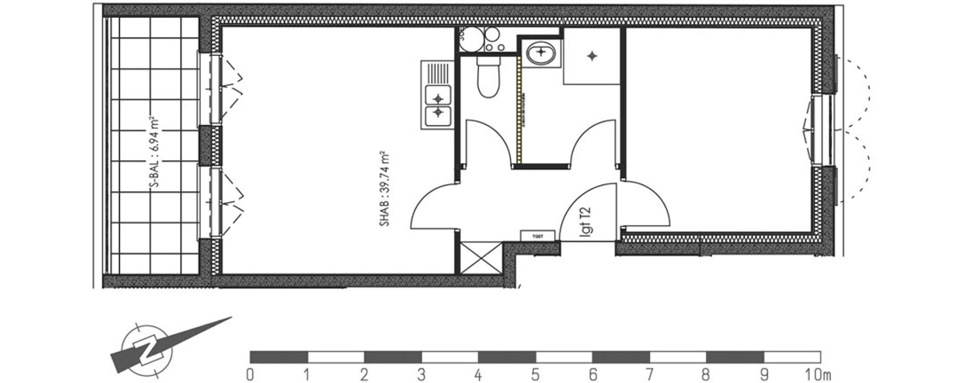 Appartement T2 de 39,74 m2 au Blanc-Mesnil Centre