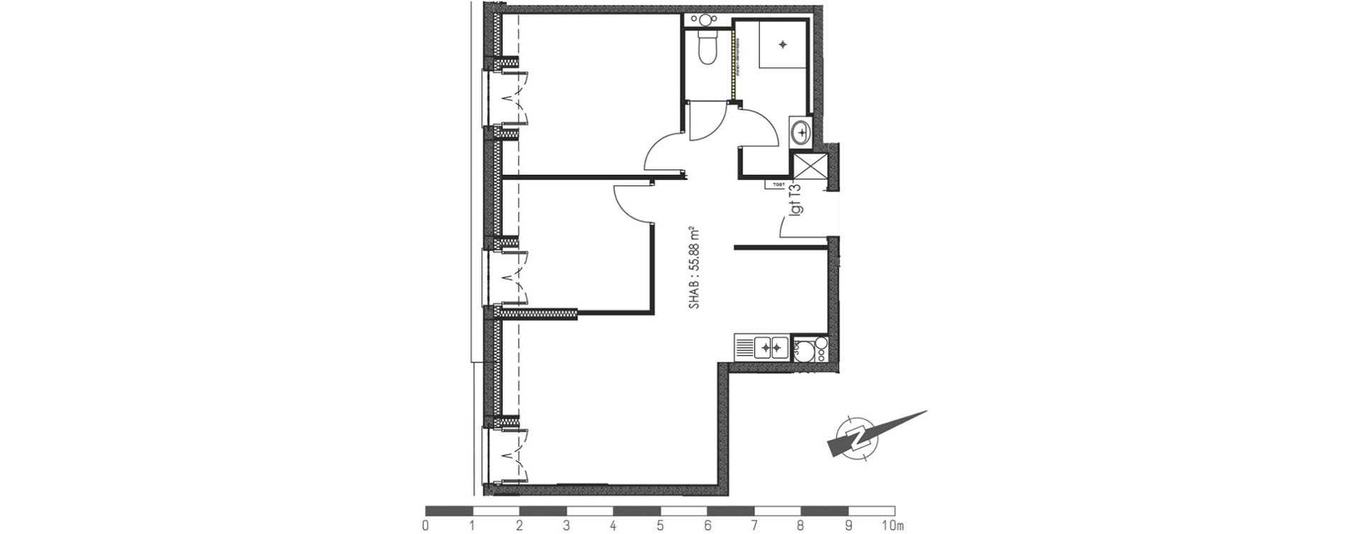 Appartement T3 de 55,88 m2 au Blanc-Mesnil Centre