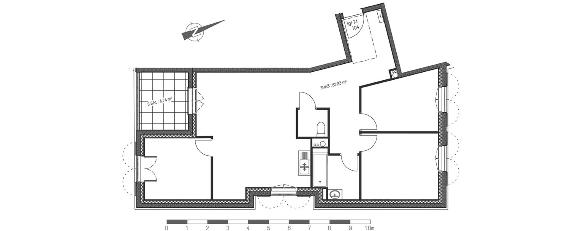Appartement T4 de 83,83 m2 au Blanc-Mesnil Centre