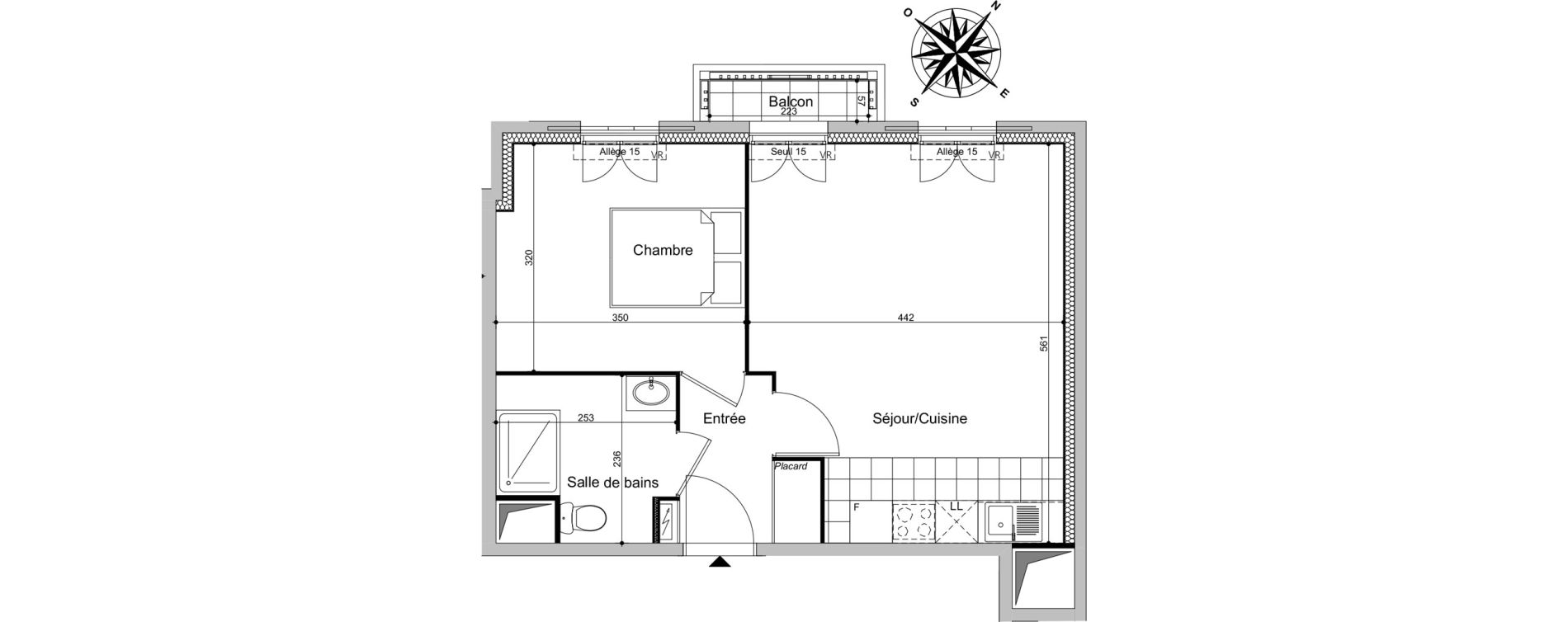 Appartement T2 de 43,22 m2 au Blanc-Mesnil Centre
