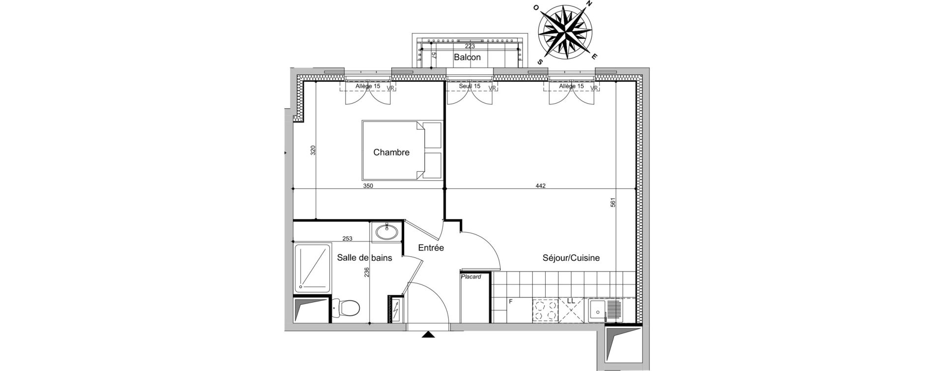 Appartement T2 de 43,22 m2 au Blanc-Mesnil Centre
