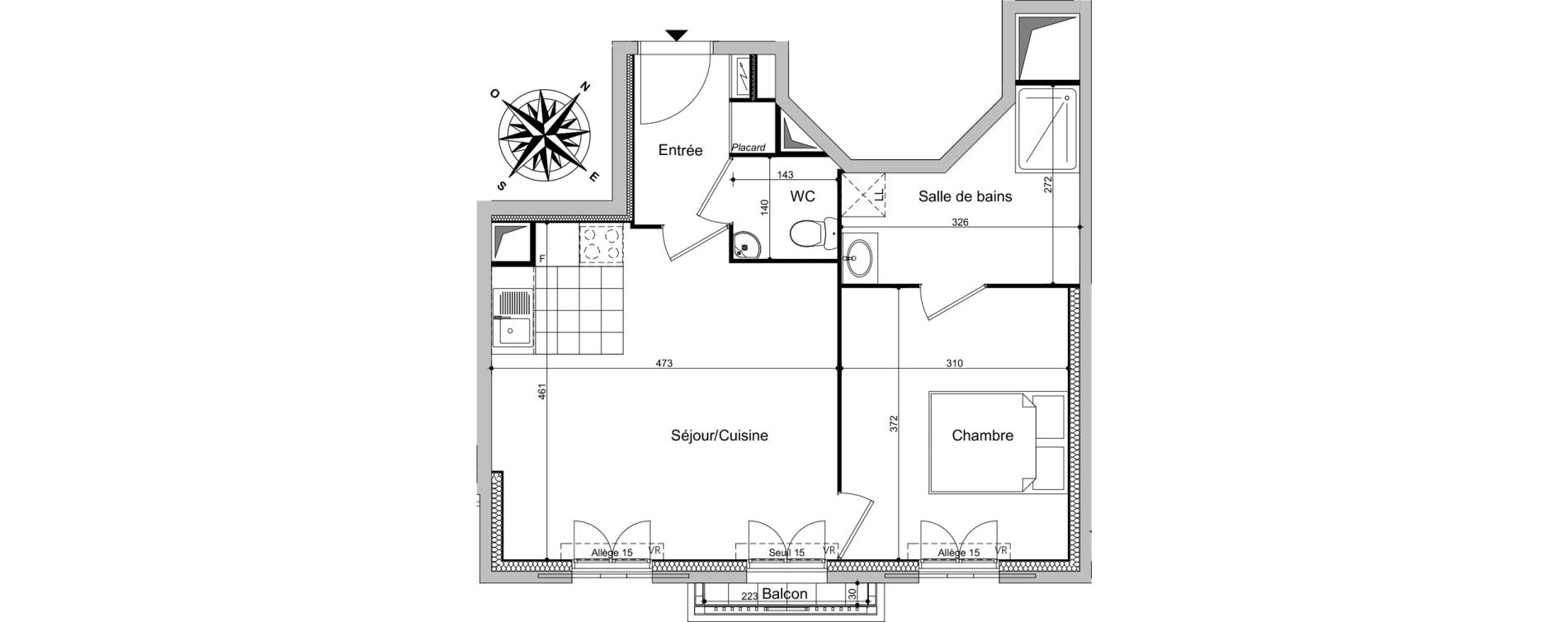Appartement T2 de 43,97 m2 au Blanc-Mesnil Centre