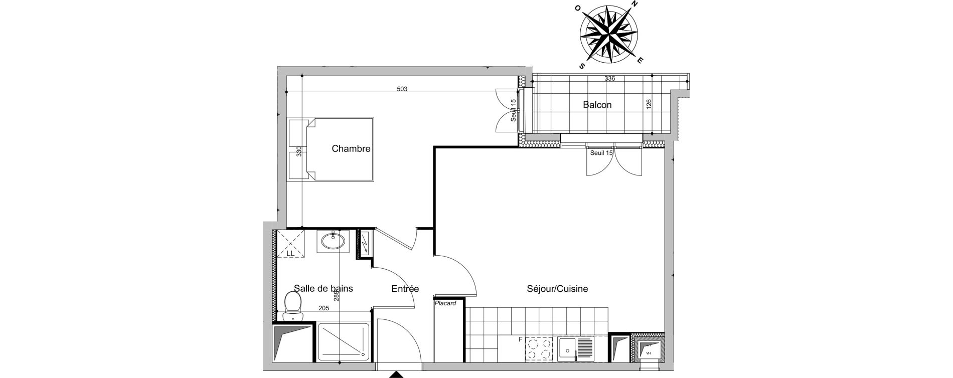 Appartement T2 de 44,56 m2 au Blanc-Mesnil Centre