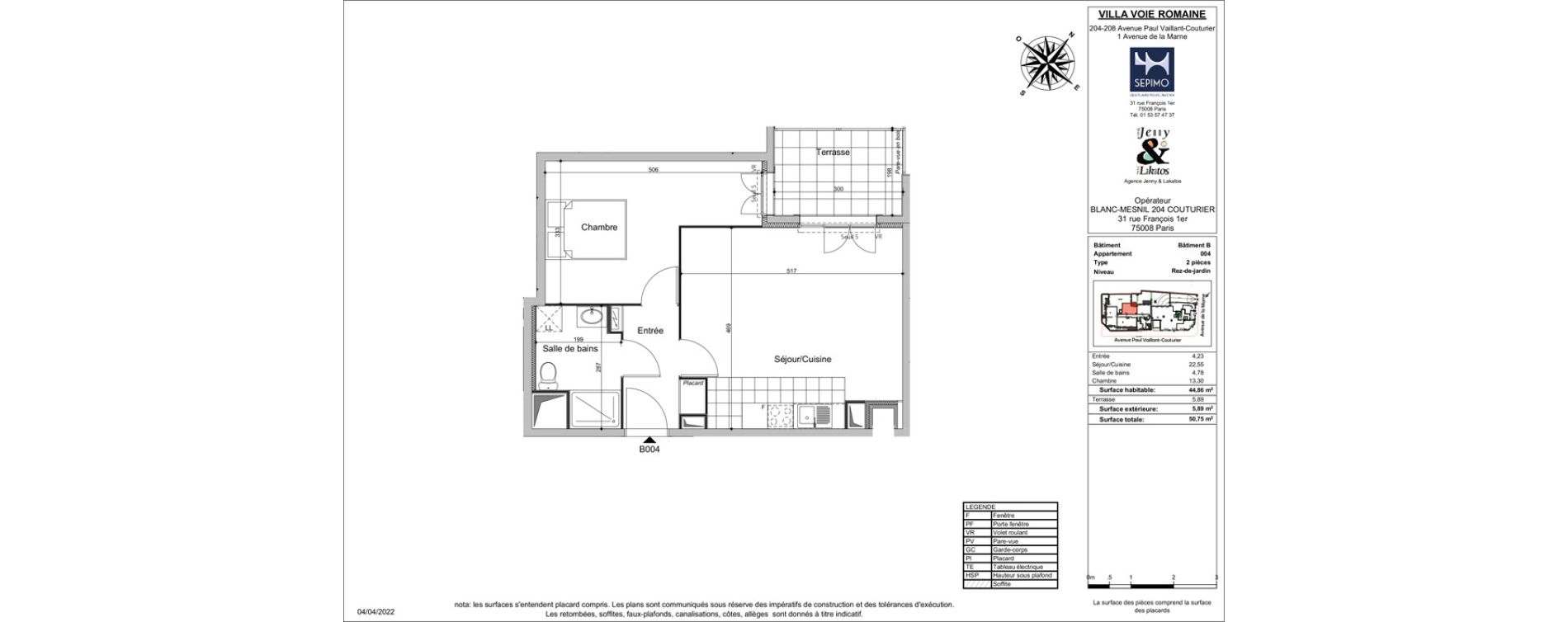 Appartement T2 de 44,57 m2 au Blanc-Mesnil Centre