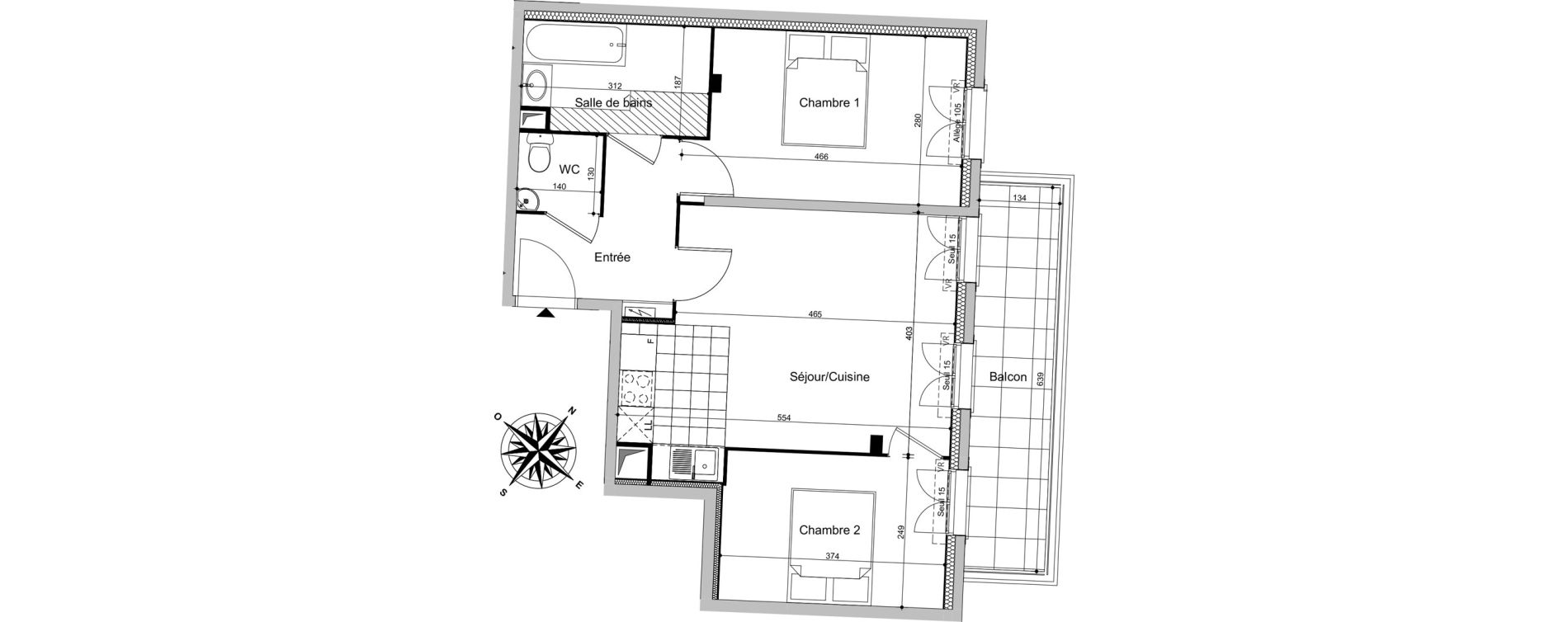 Appartement T3 de 55,31 m2 au Blanc-Mesnil Centre