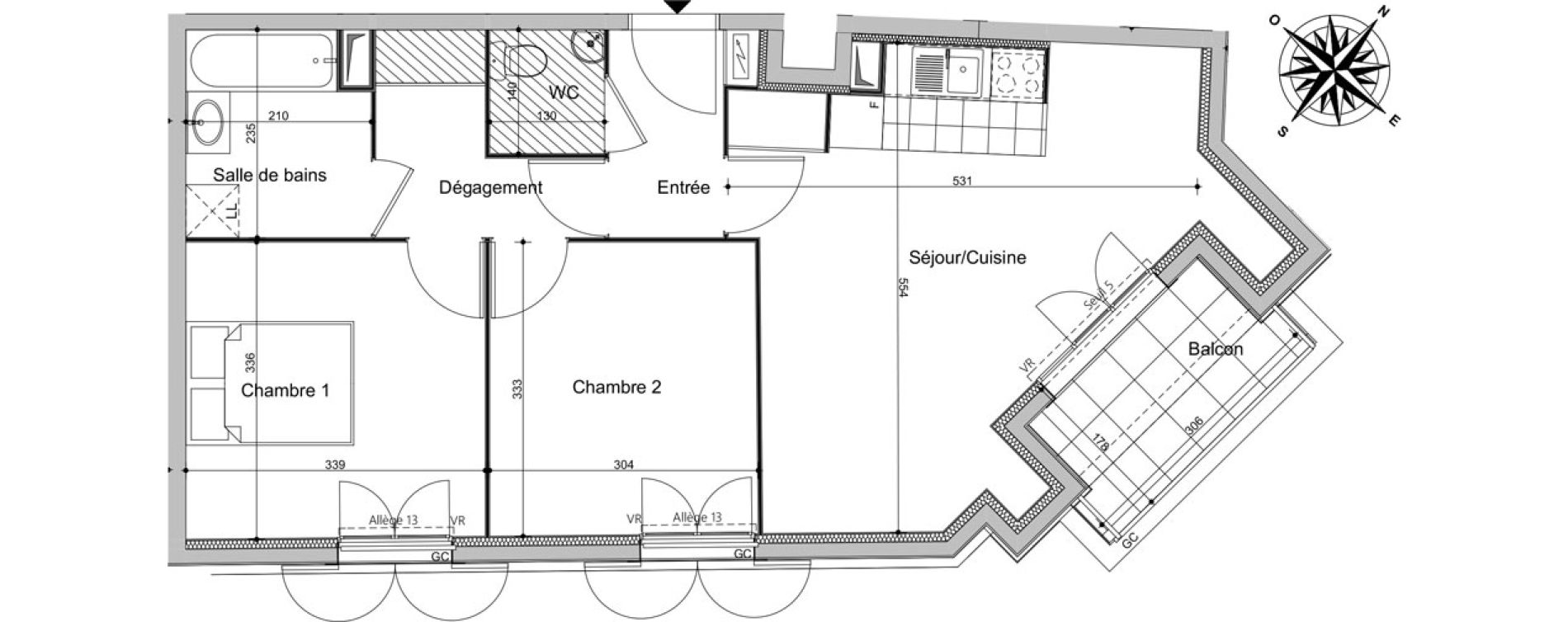 Appartement T3 de 58,28 m2 au Blanc-Mesnil Centre