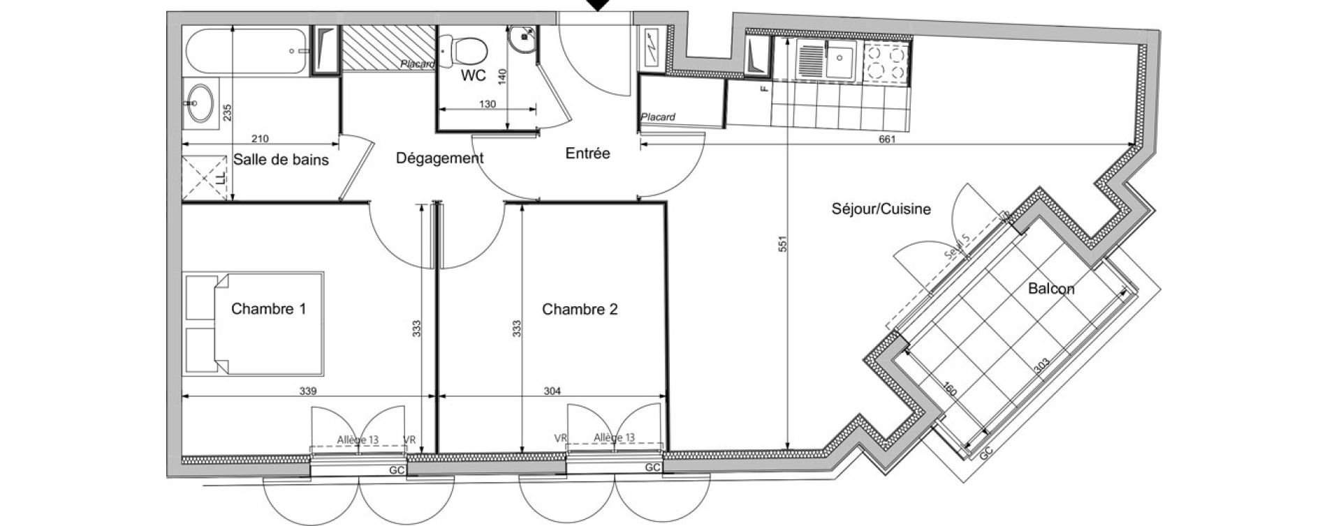 Appartement T3 de 59,53 m2 au Blanc-Mesnil Centre