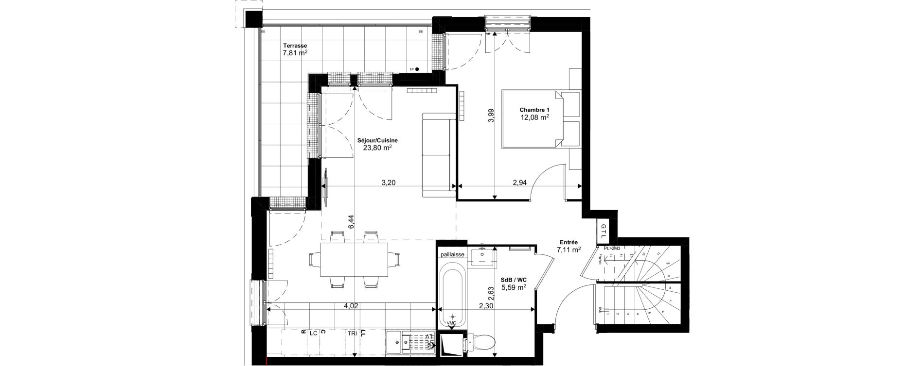 Duplex T4 de 86,60 m2 au Blanc-Mesnil Eiffel