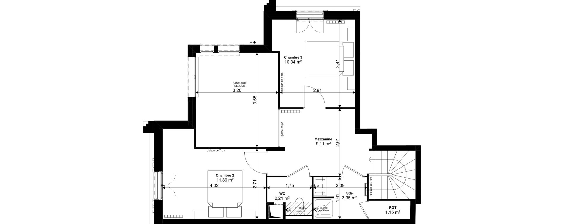 Duplex T4 de 86,60 m2 au Blanc-Mesnil Eiffel