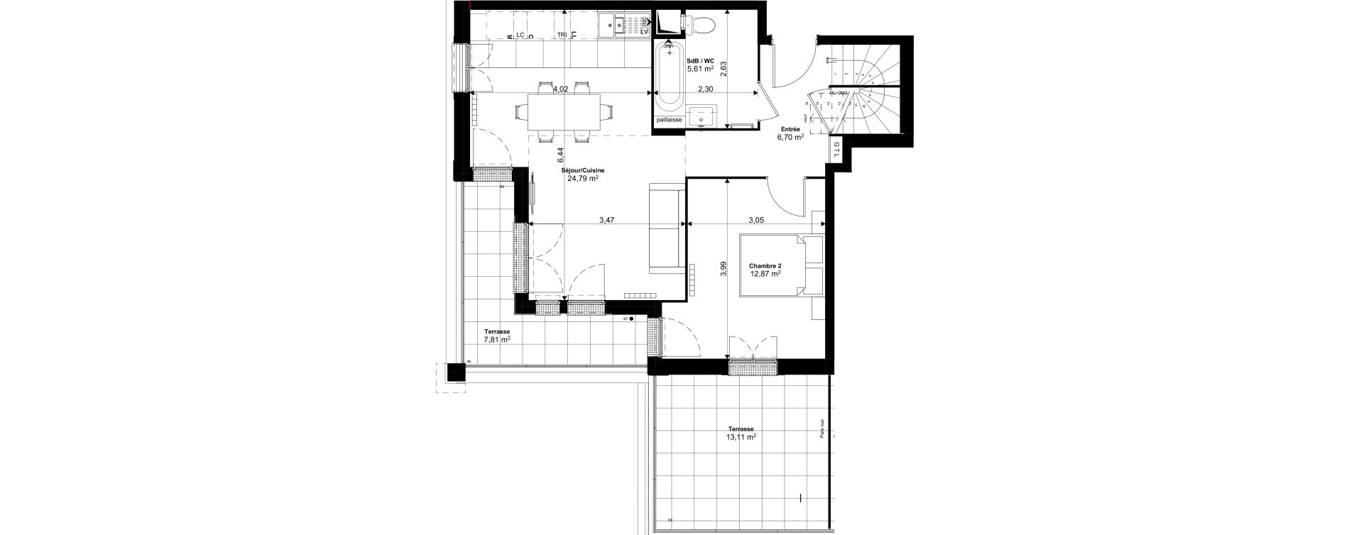 Duplex T4 de 88,21 m2 au Blanc-Mesnil Eiffel