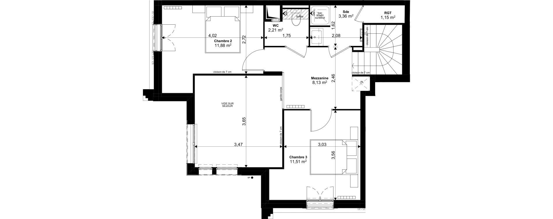 Duplex T4 de 88,21 m2 au Blanc-Mesnil Eiffel