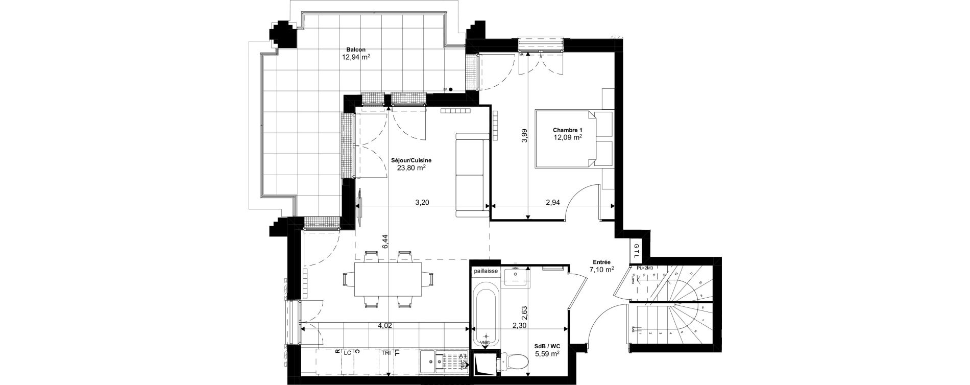 Duplex T4 de 86,52 m2 au Blanc-Mesnil Eiffel