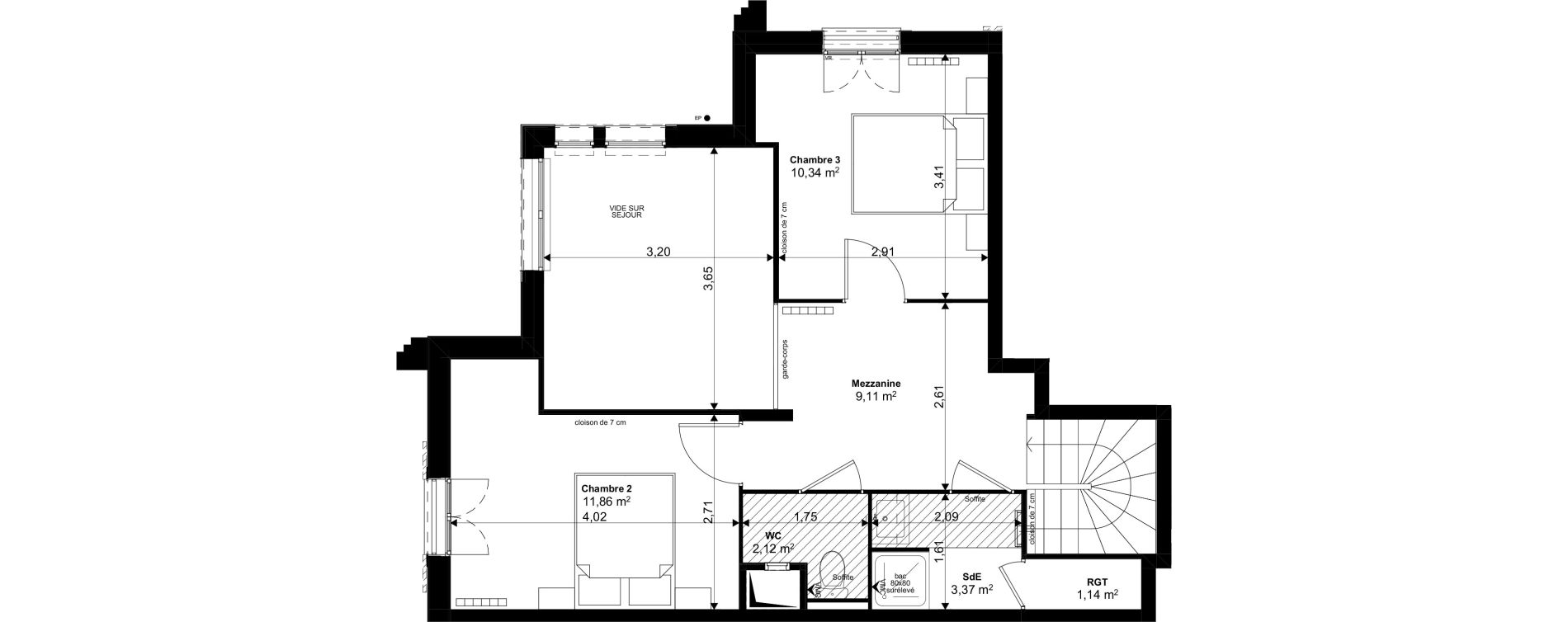 Duplex T4 de 86,52 m2 au Blanc-Mesnil Eiffel