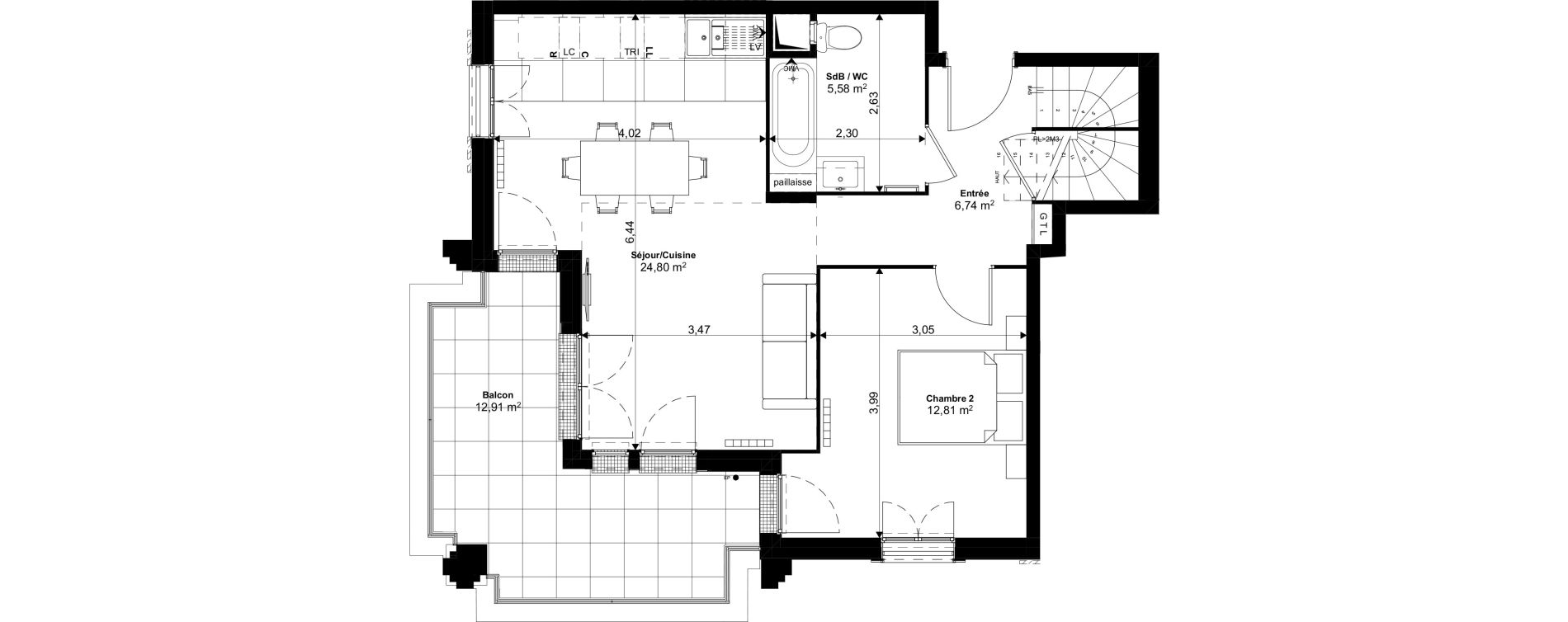 Duplex T4 de 88,08 m2 au Blanc-Mesnil Eiffel