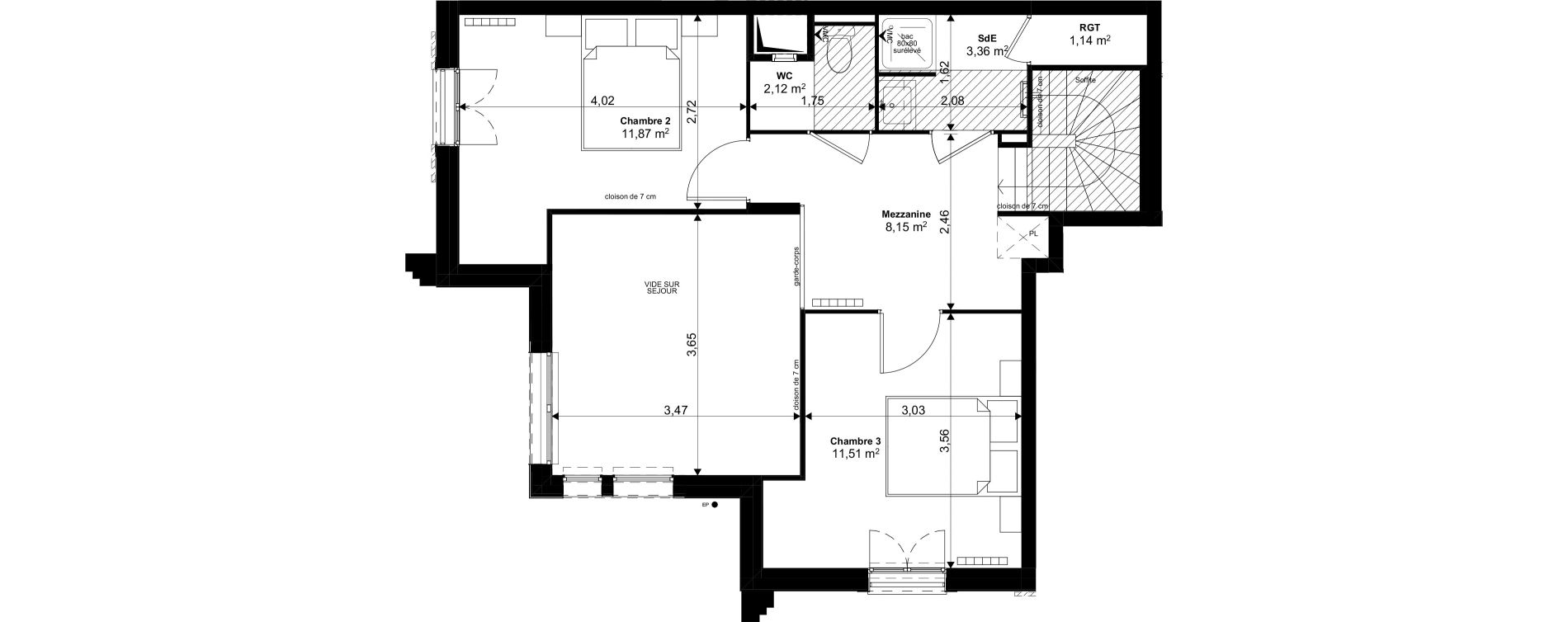 Duplex T4 de 88,08 m2 au Blanc-Mesnil Eiffel