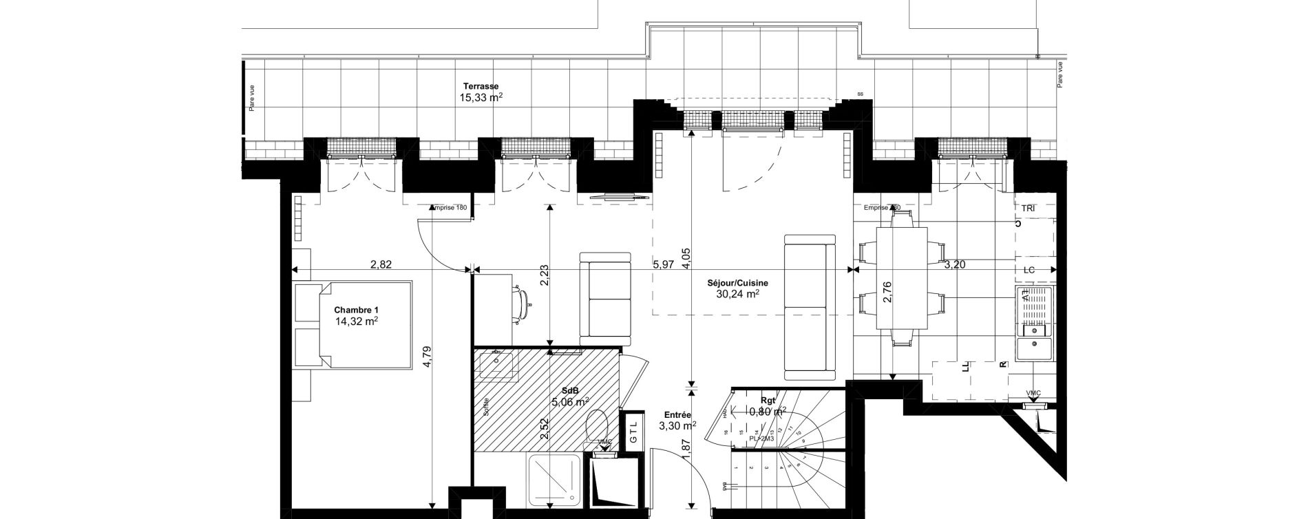 Duplex T5 de 101,43 m2 au Blanc-Mesnil Eiffel