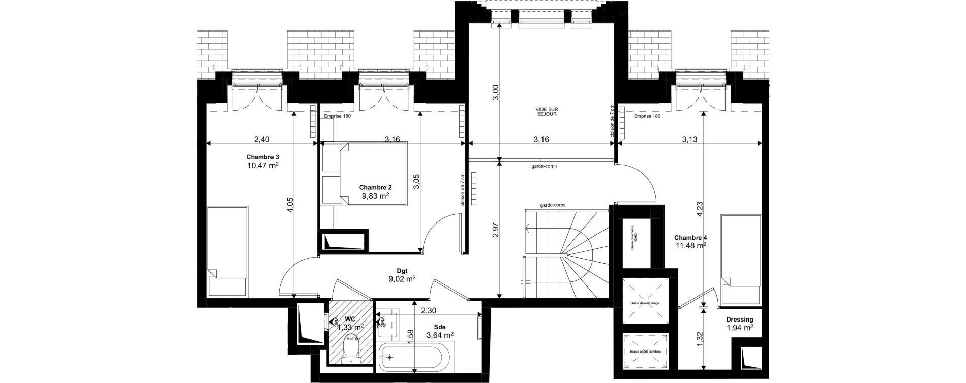 Duplex T5 de 101,43 m2 au Blanc-Mesnil Eiffel