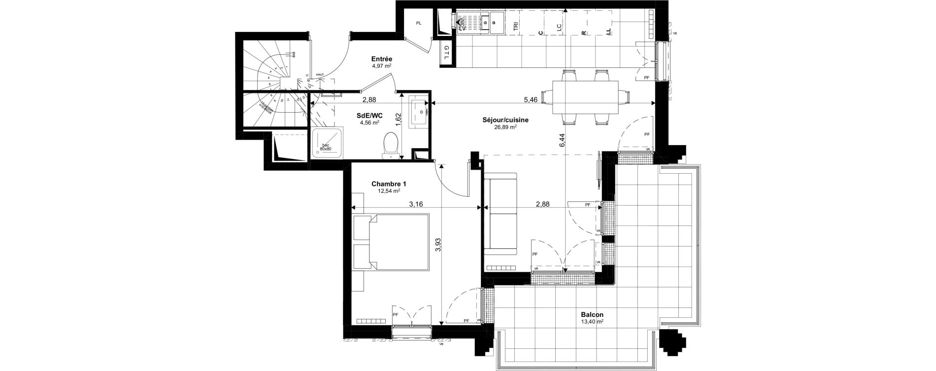 Duplex T4 de 90,95 m2 au Blanc-Mesnil Eiffel