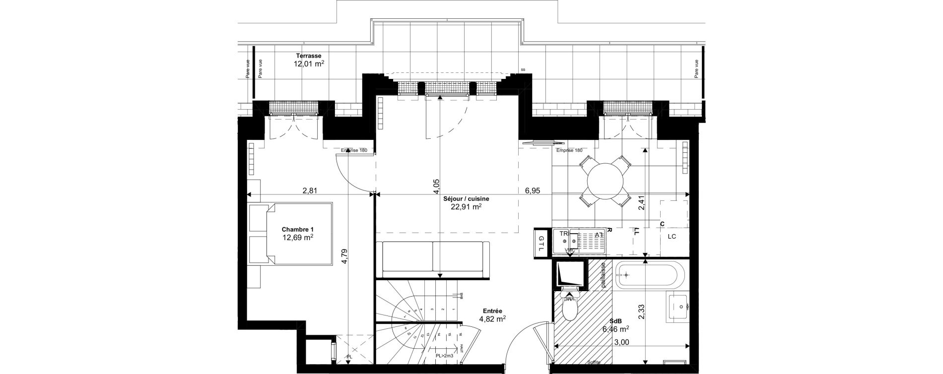 Duplex T4 de 77,26 m2 au Blanc-Mesnil Eiffel