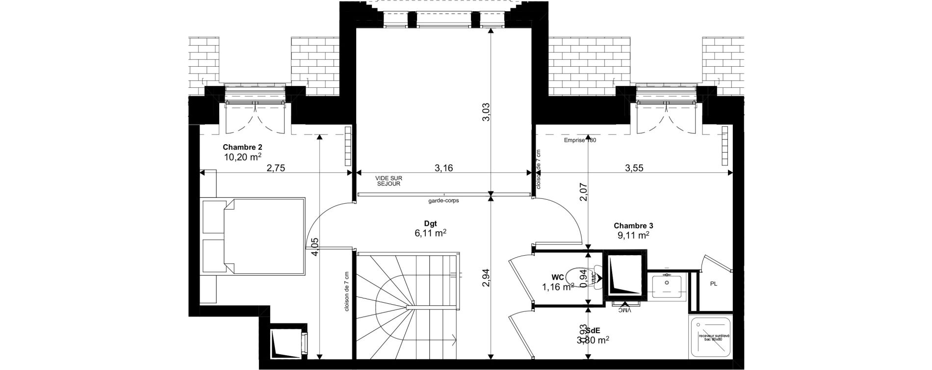 Duplex T4 de 77,26 m2 au Blanc-Mesnil Eiffel