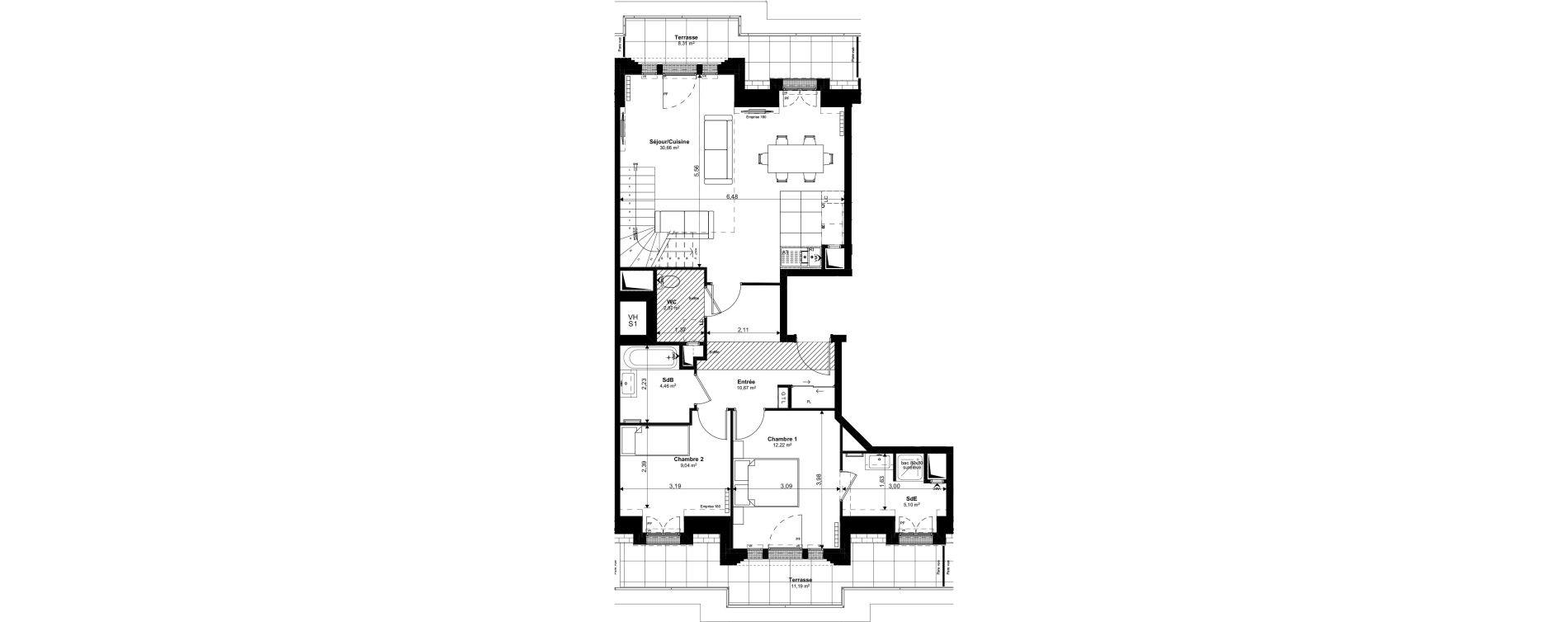 Duplex T4 de 90,36 m2 au Blanc-Mesnil Eiffel