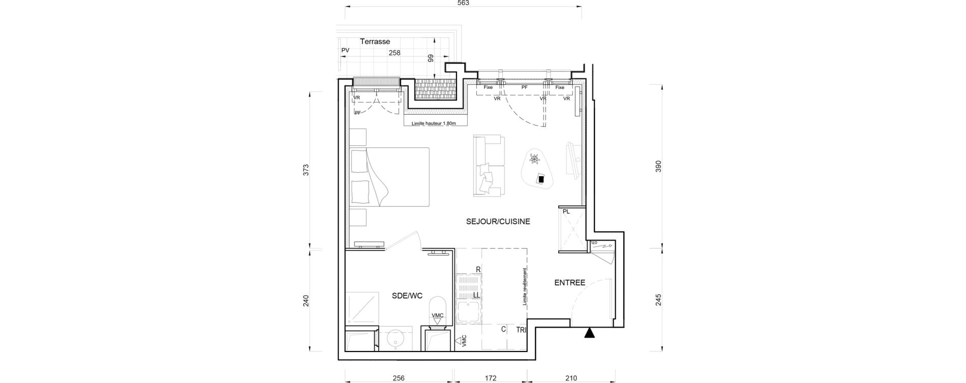 Appartement T1 de 32,76 m2 au Blanc-Mesnil Eiffel