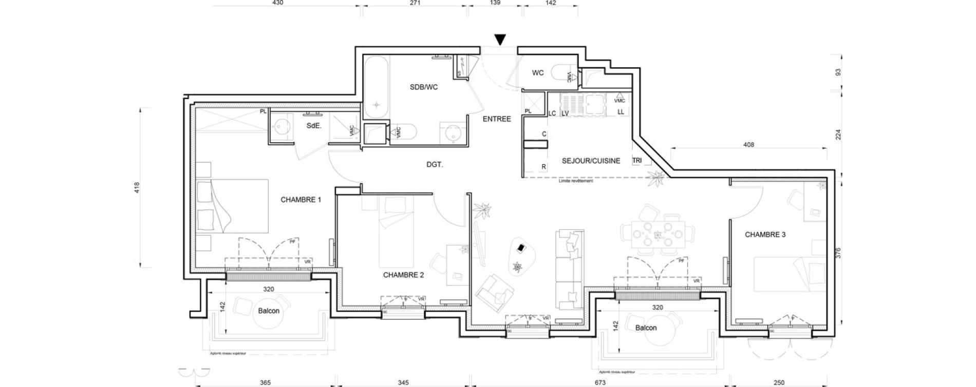 Appartement T4 de 79,23 m2 au Blanc-Mesnil Eiffel