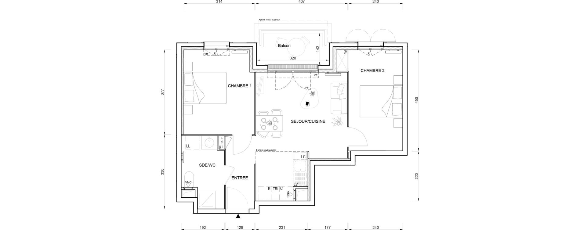 Appartement T3 de 52,16 m2 au Blanc-Mesnil Eiffel