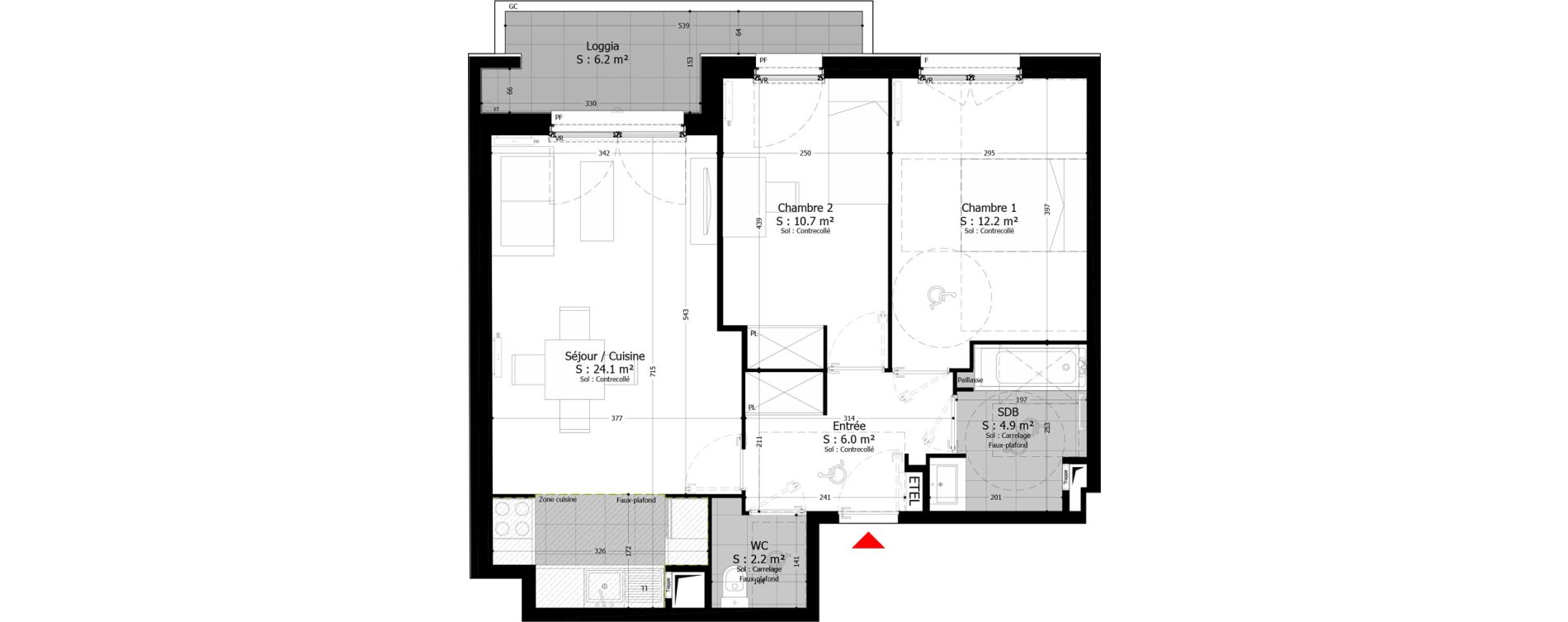 Appartement T3 de 60,10 m2 au Bourget Centre