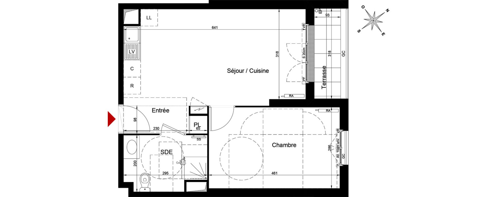 Appartement T2 de 42,48 m2 au Bourget Bienvenue rigaud