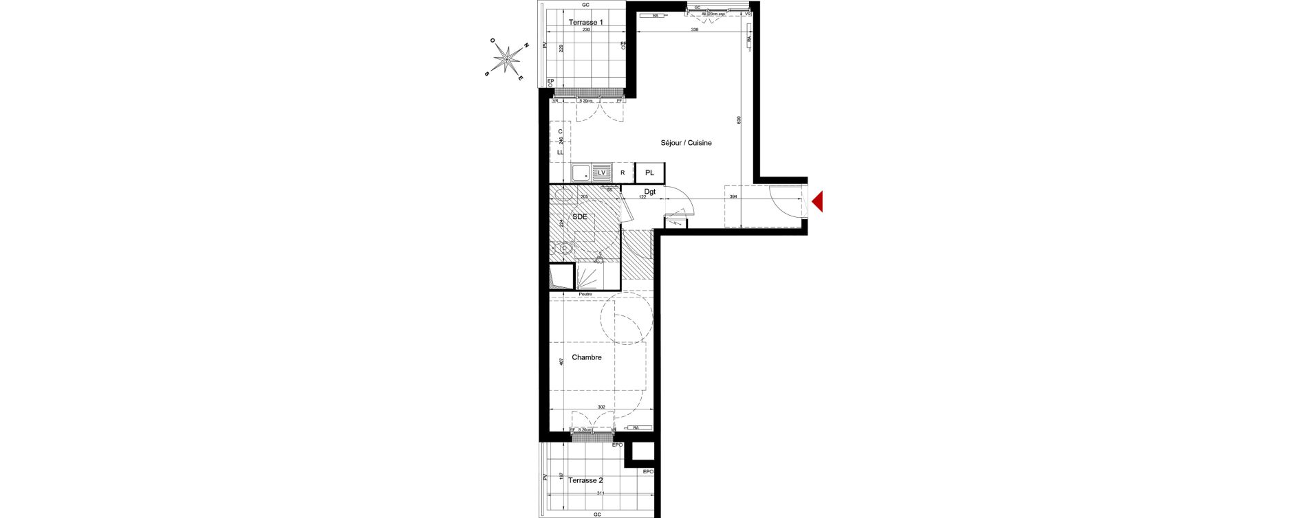 Appartement T2 de 49,12 m2 au Bourget Bienvenue rigaud