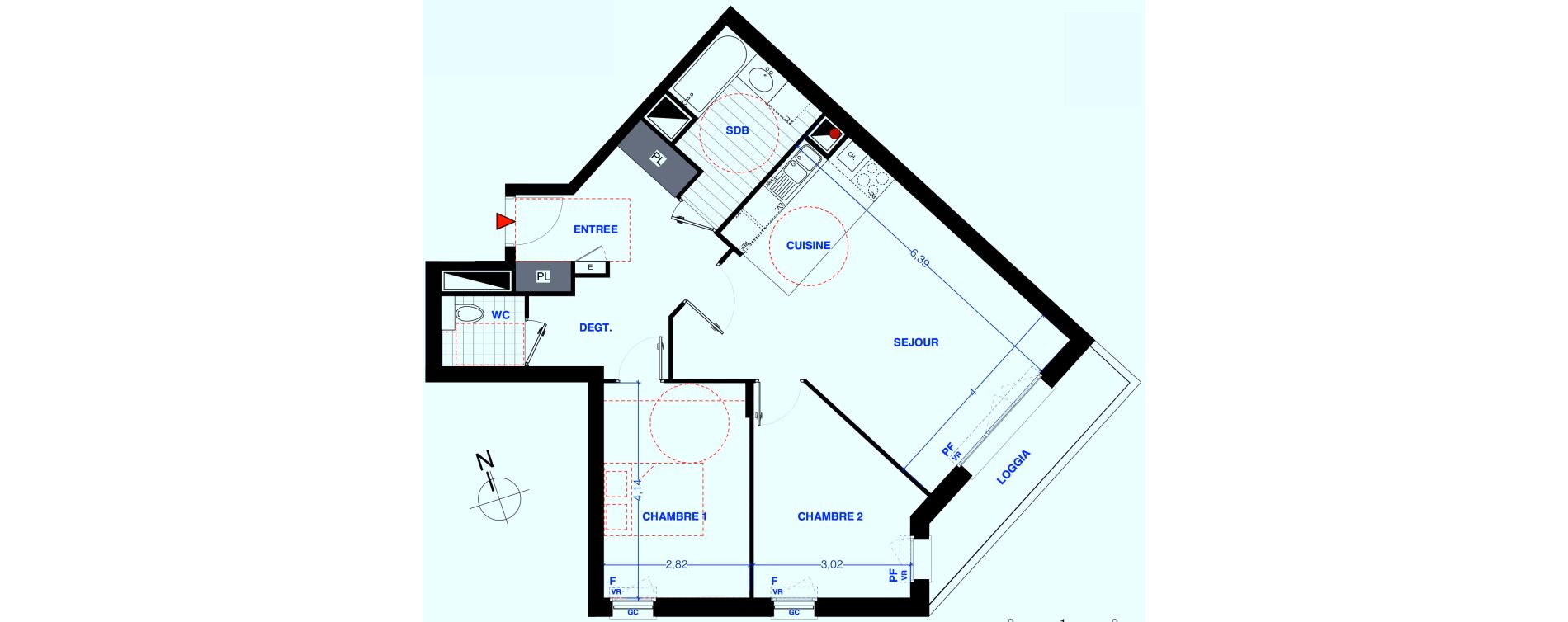 Appartement T3 de 70,60 m2 aux Lilas Centre