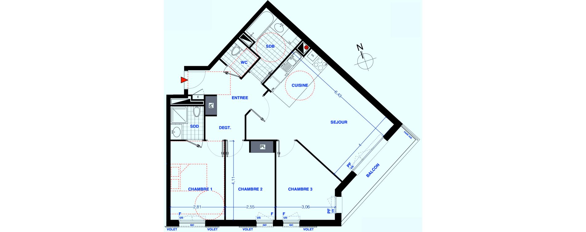 Appartement T4 de 81,50 m2 aux Lilas Centre