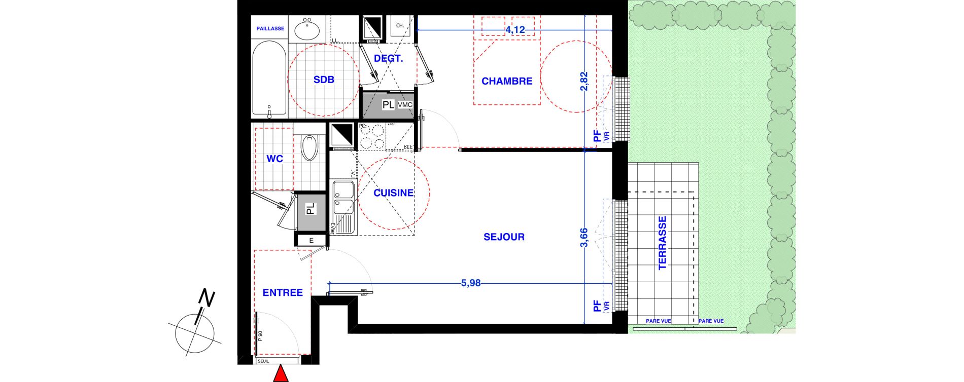 Appartement T2 de 48,20 m2 aux Lilas Centre