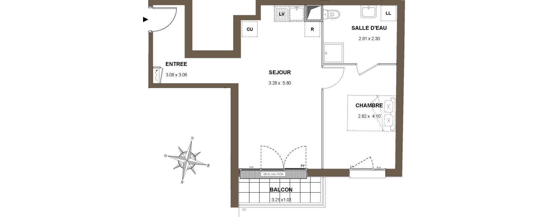 Appartement T2 de 44,27 m2 aux Pavillons-Sous-Bois Centre