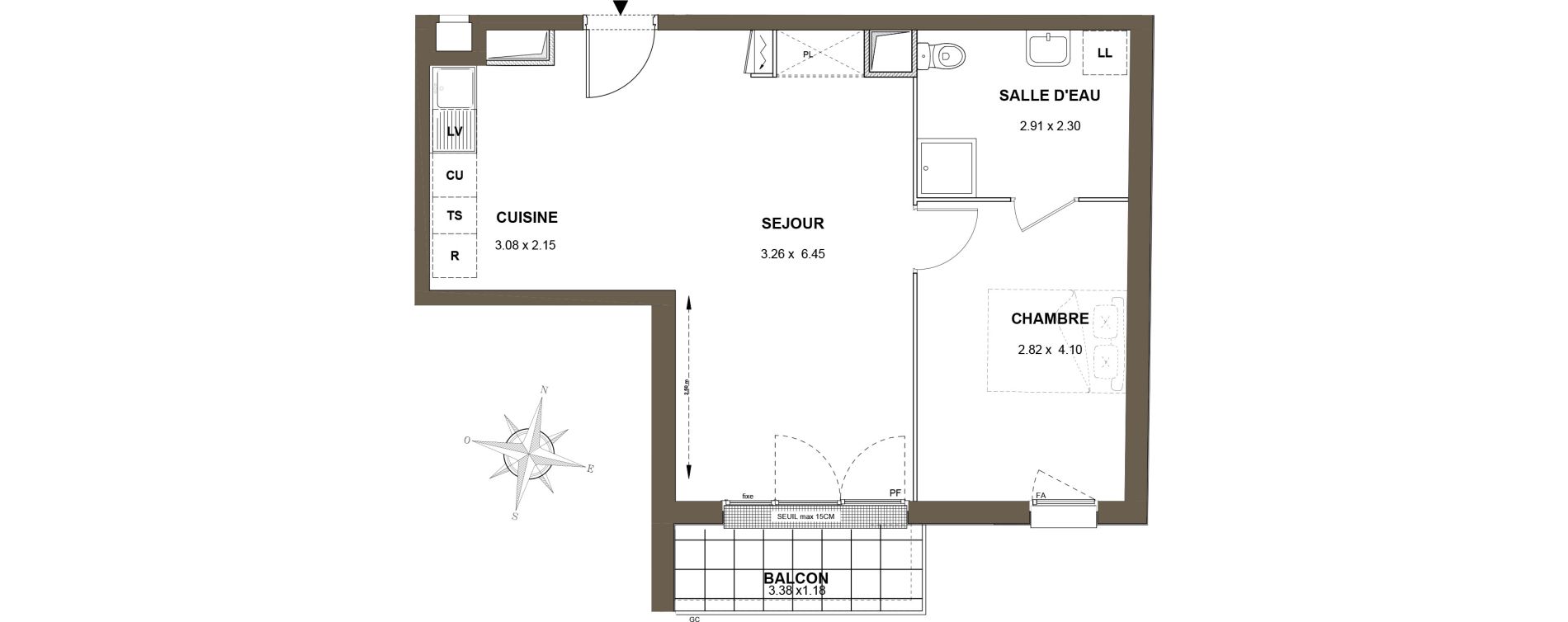 Appartement T2 de 49,95 m2 aux Pavillons-Sous-Bois Centre