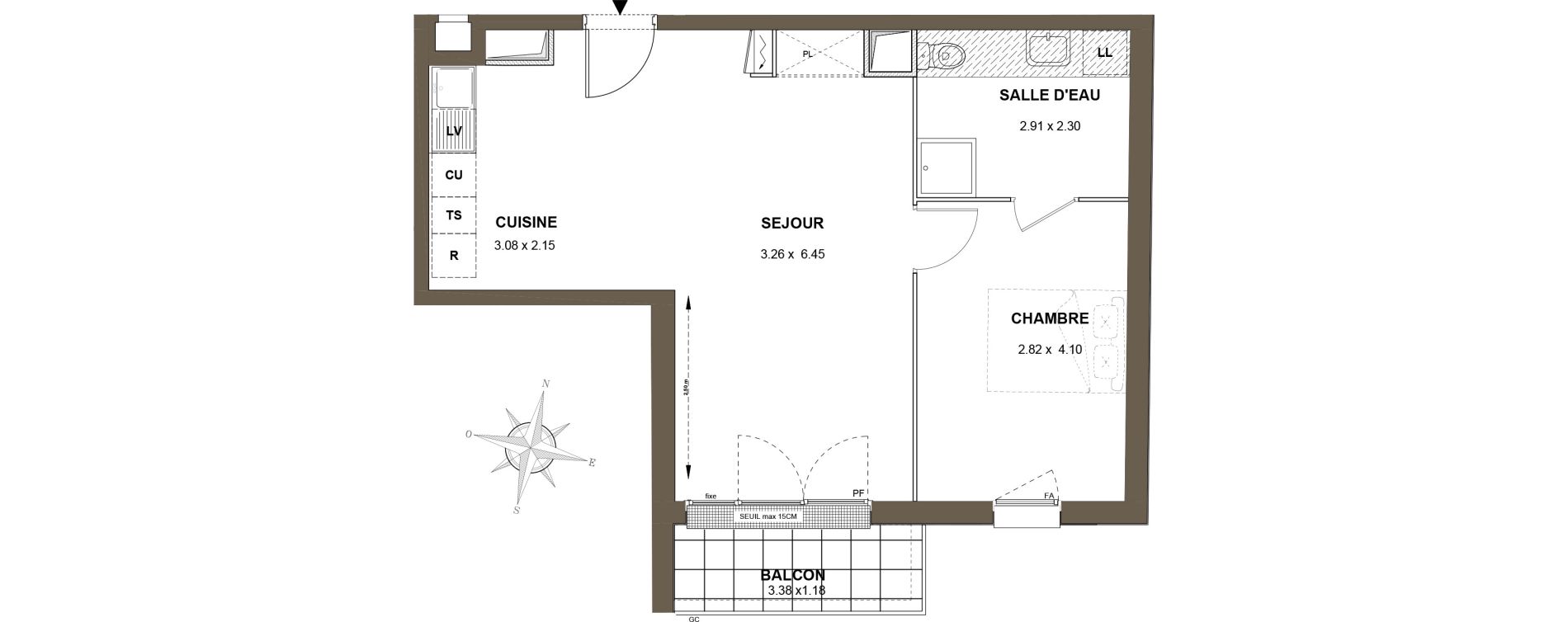 Appartement T2 de 49,95 m2 aux Pavillons-Sous-Bois Centre