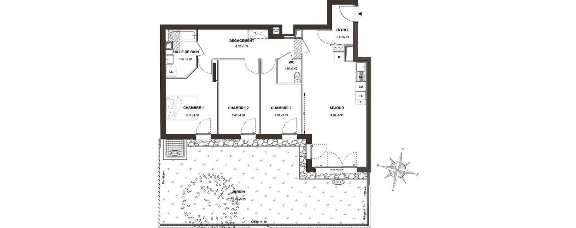 Appartement T4 de 79,60 m2 aux Pavillons-Sous-Bois Centre