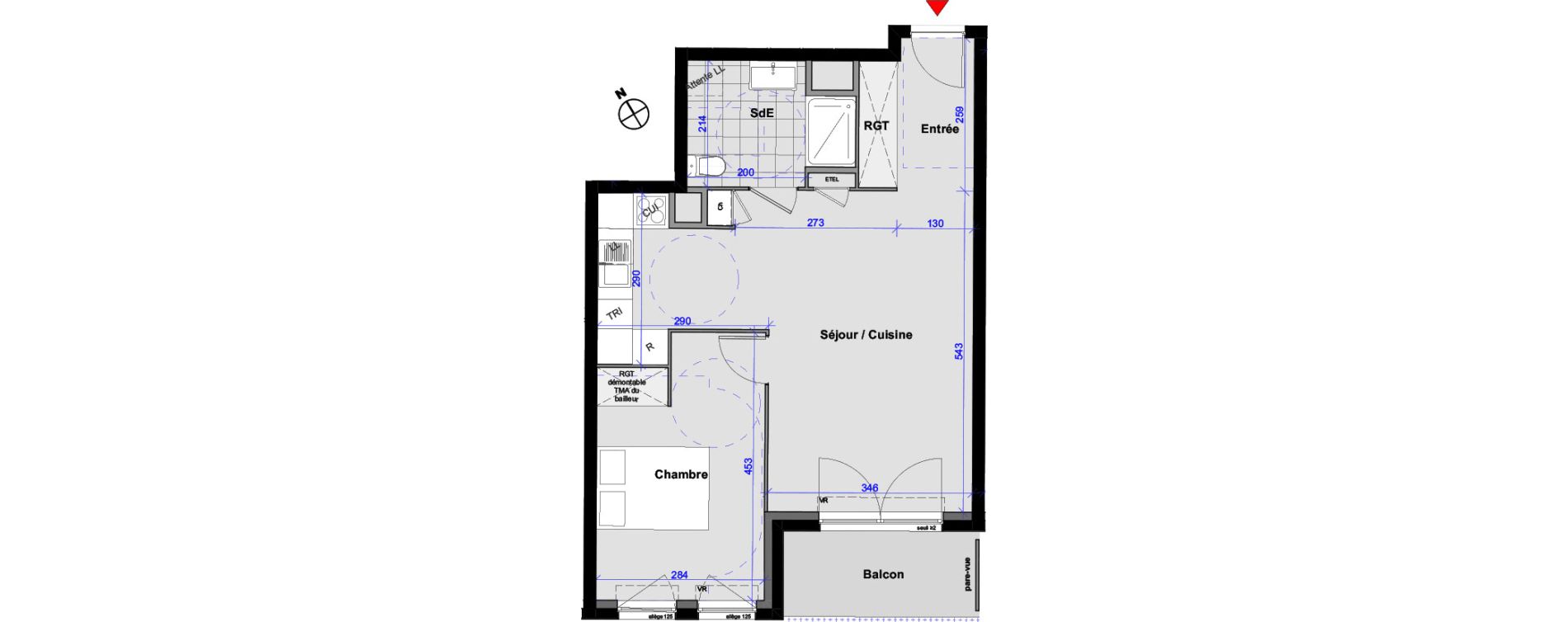 Appartement T2 de 47,71 m2 aux Pavillons-Sous-Bois Centre
