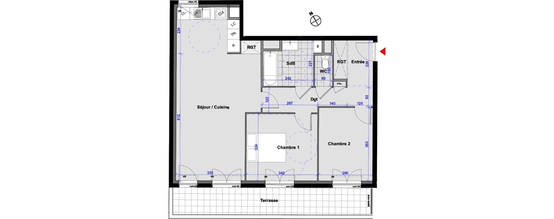Appartement T3 de 66,05 m2 aux Pavillons-Sous-Bois Centre