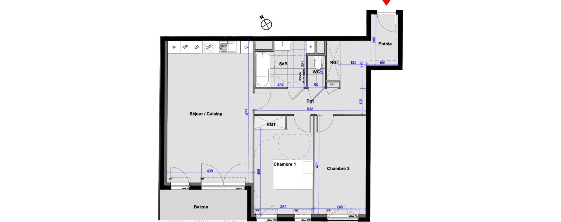 Appartement T3 de 72,94 m2 aux Pavillons-Sous-Bois Centre