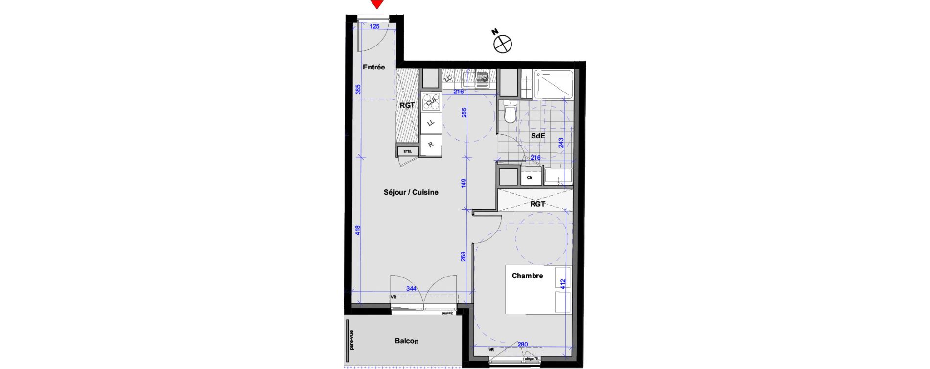Appartement T2 de 45,44 m2 aux Pavillons-Sous-Bois Centre