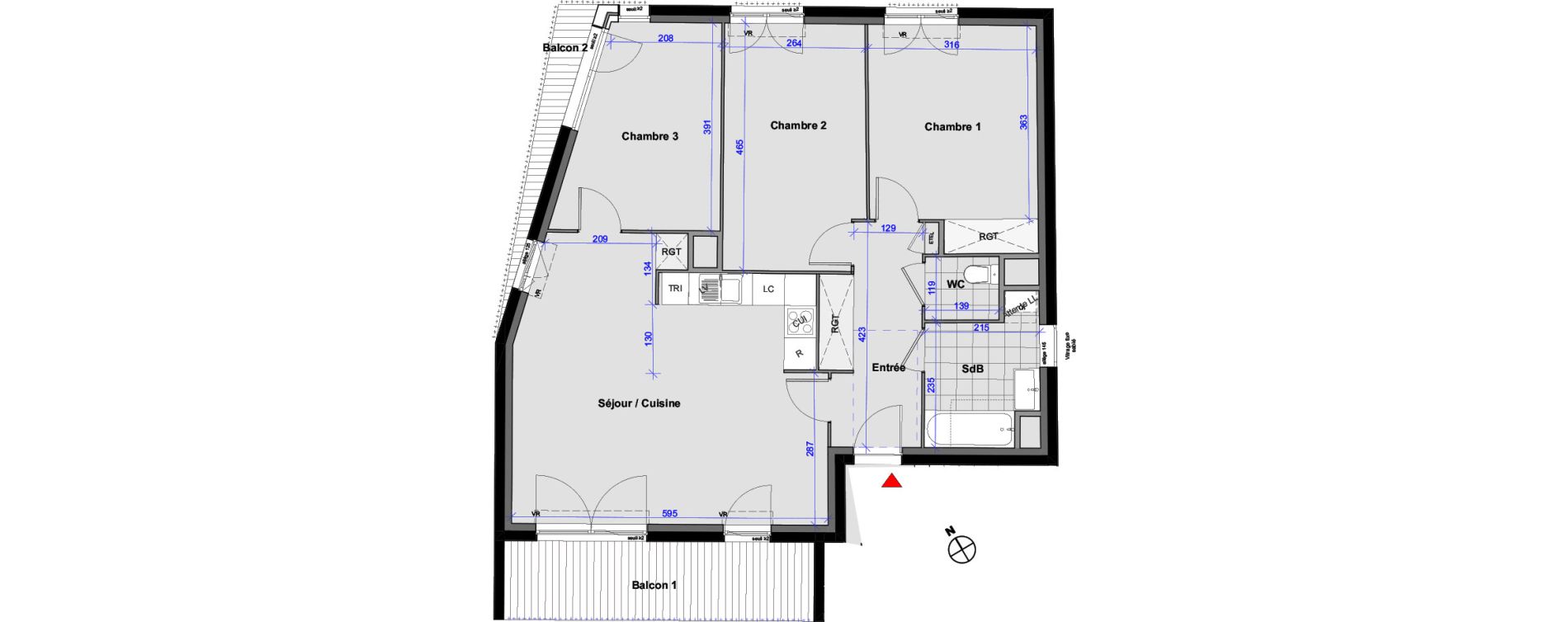 Appartement T4 de 78,60 m2 aux Pavillons-Sous-Bois Centre