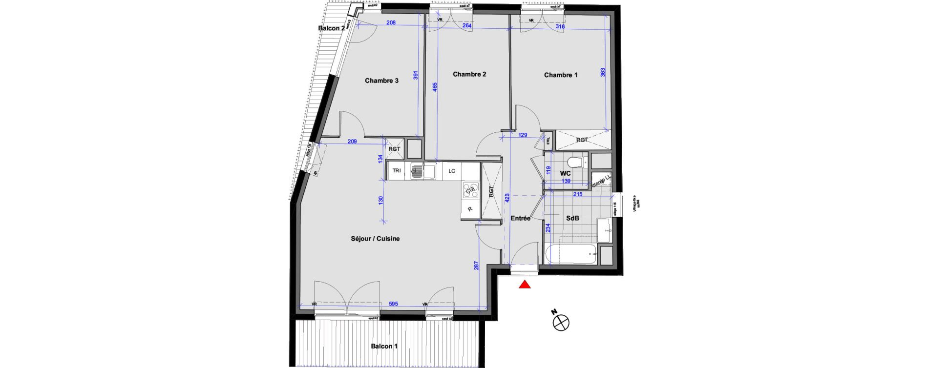 Appartement T4 de 78,59 m2 aux Pavillons-Sous-Bois Centre