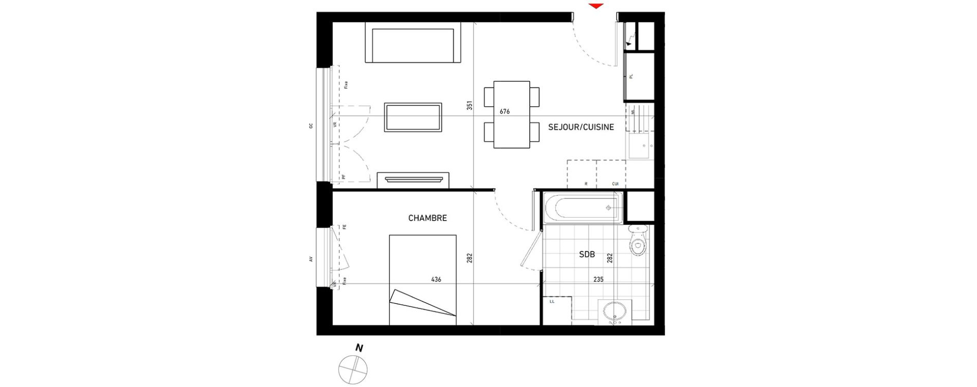 Appartement T2 de 41,80 m2 aux Pavillons-Sous-Bois Centre