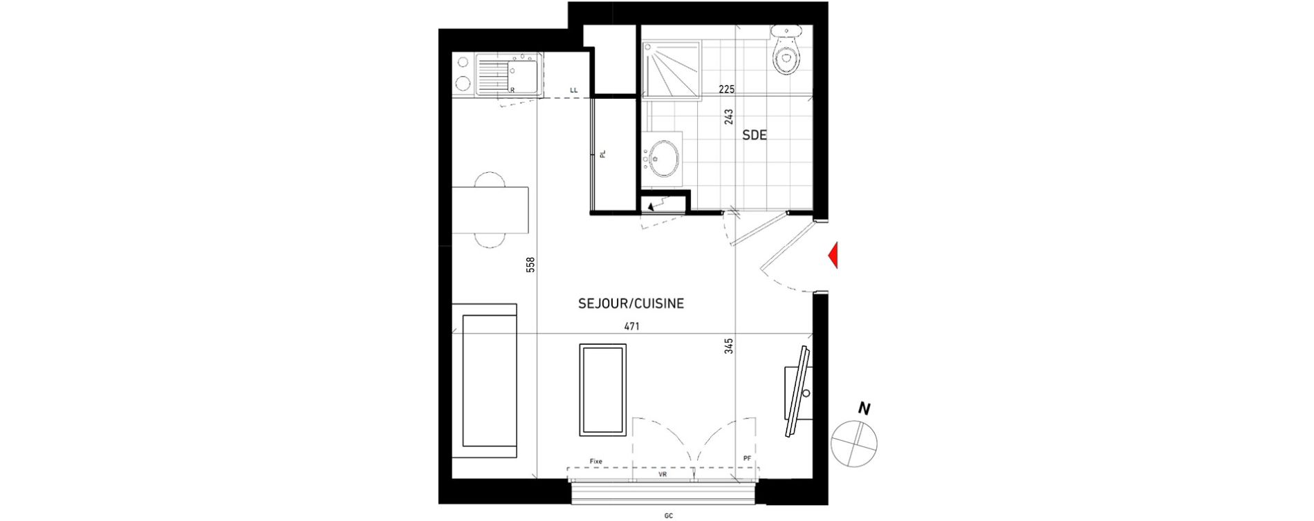 Appartement T1 de 26,30 m2 aux Pavillons-Sous-Bois Centre
