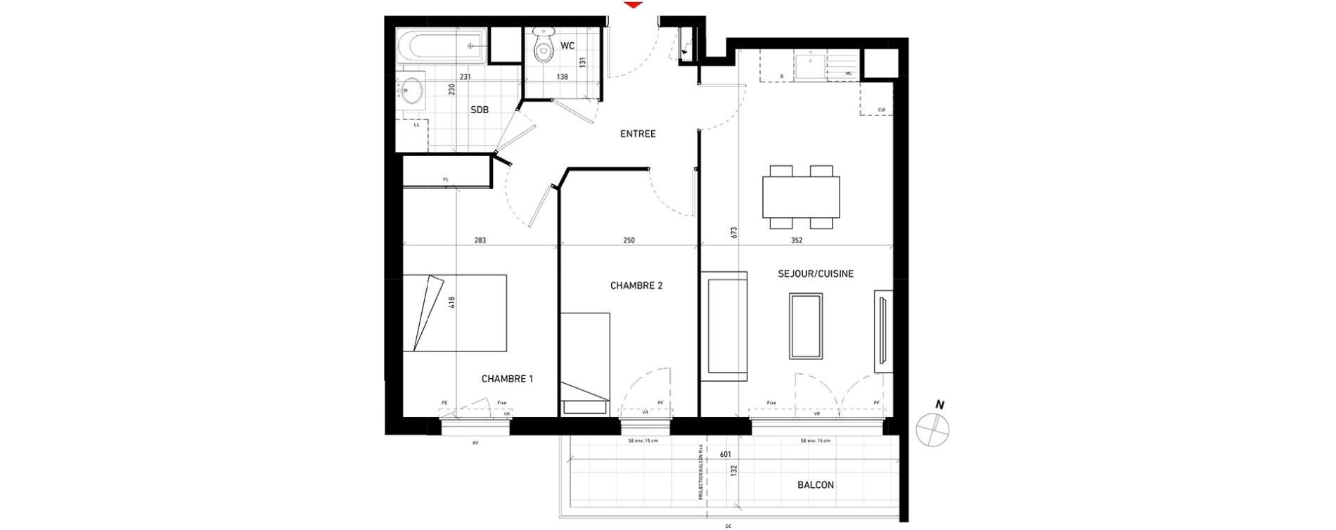 Appartement T3 de 60,40 m2 aux Pavillons-Sous-Bois Centre